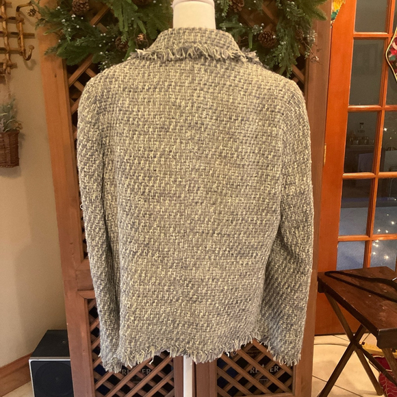 Santorelli Italy Purple Tweed Fringe Jacket Blazer Made in Italy Size 16 - Picture 5 of 6